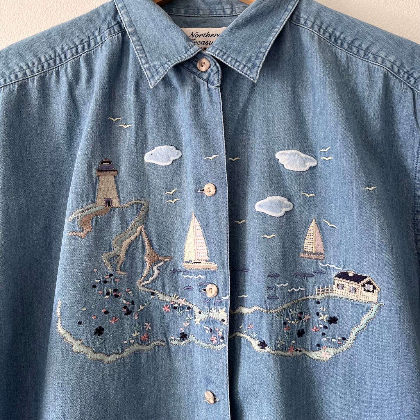 Vintage denim shirt with embroidery