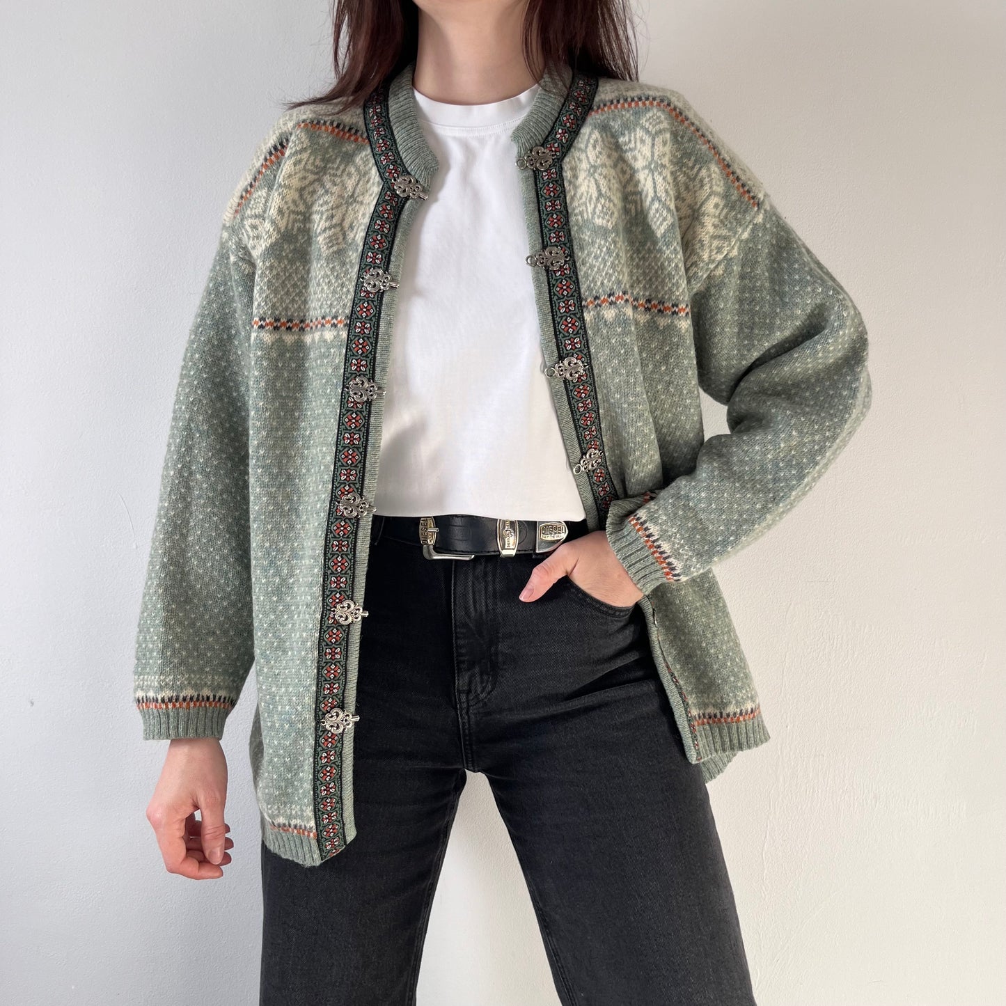 Norwegian style green cardigan