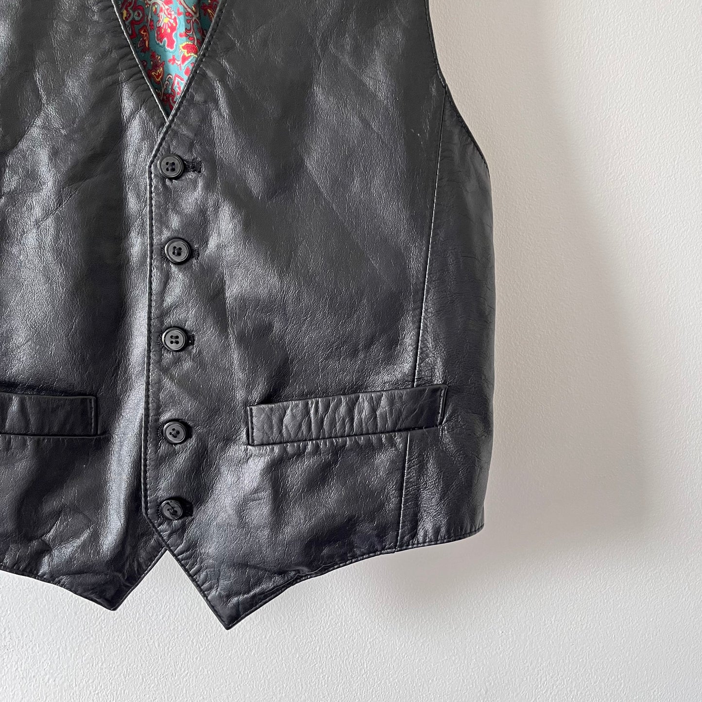 Vintage 100% leather black waistcoat