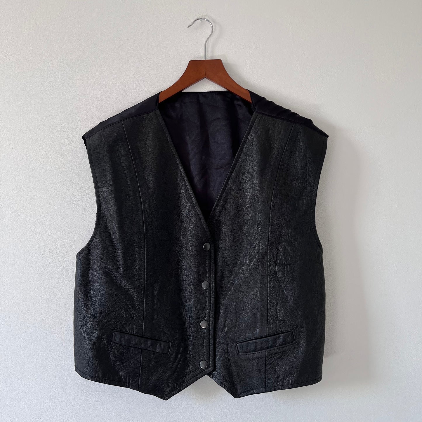 Vintage black leather waistcoat