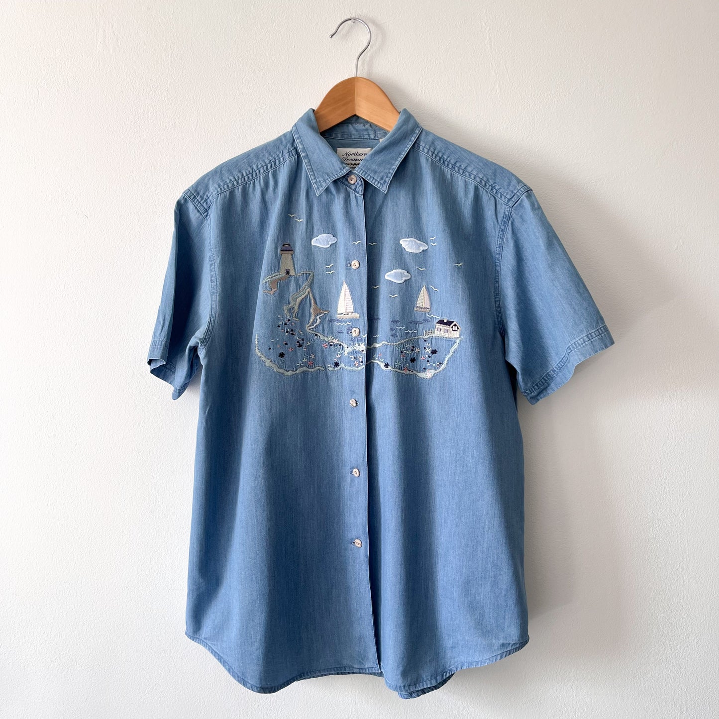 Vintage denim shirt with embroidery