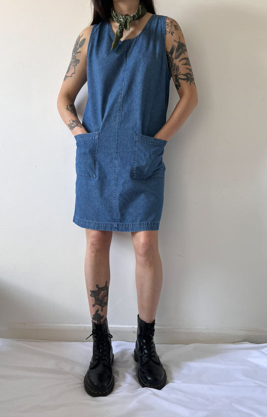 Vintage denim pinafore dress