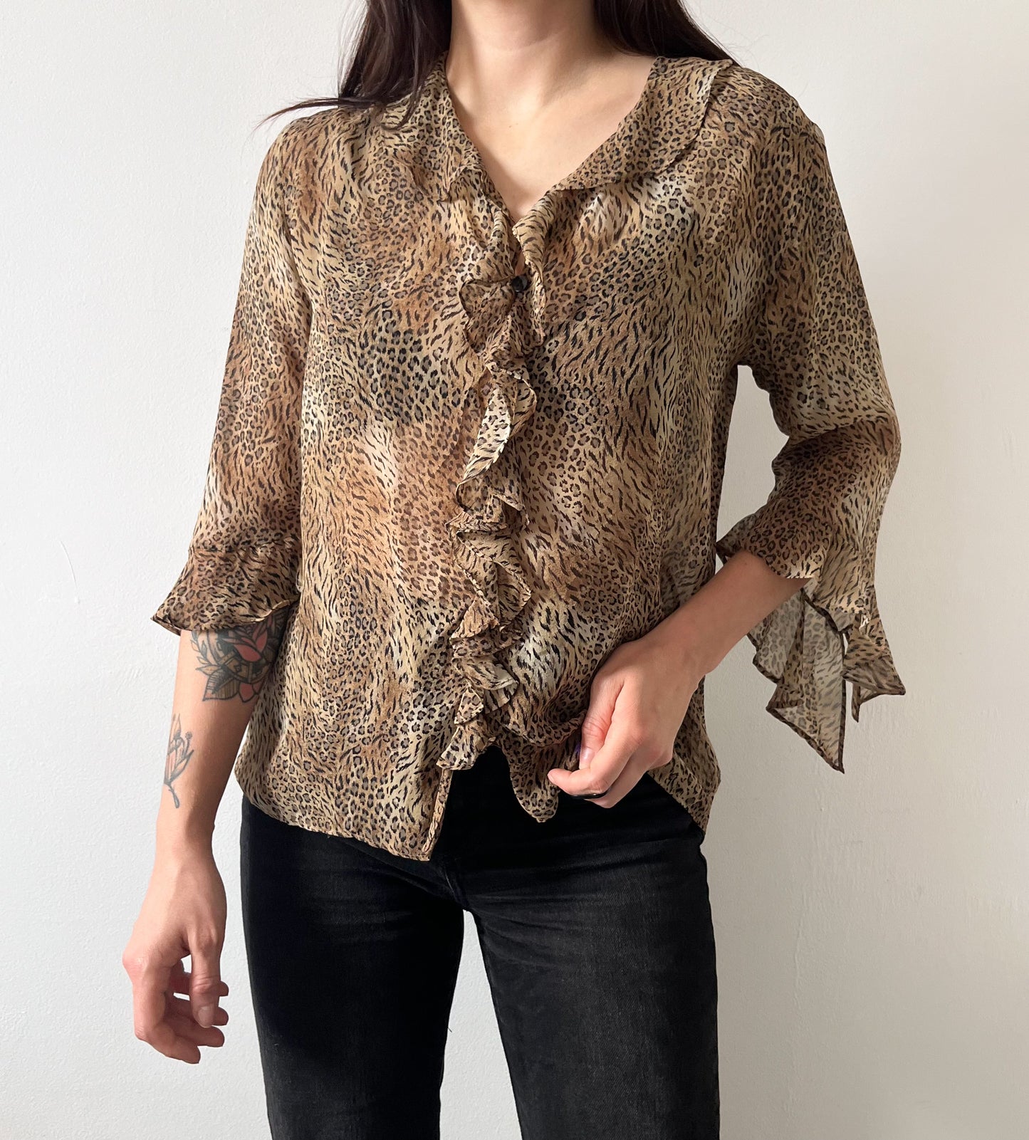 Animal print 100% silk blouse