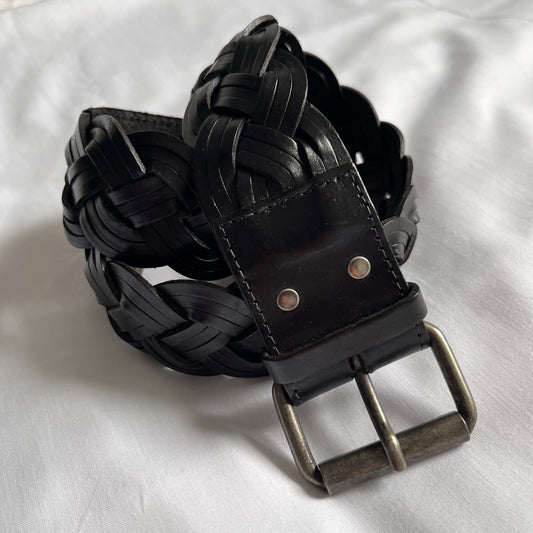 Vintage black 100% leather belt