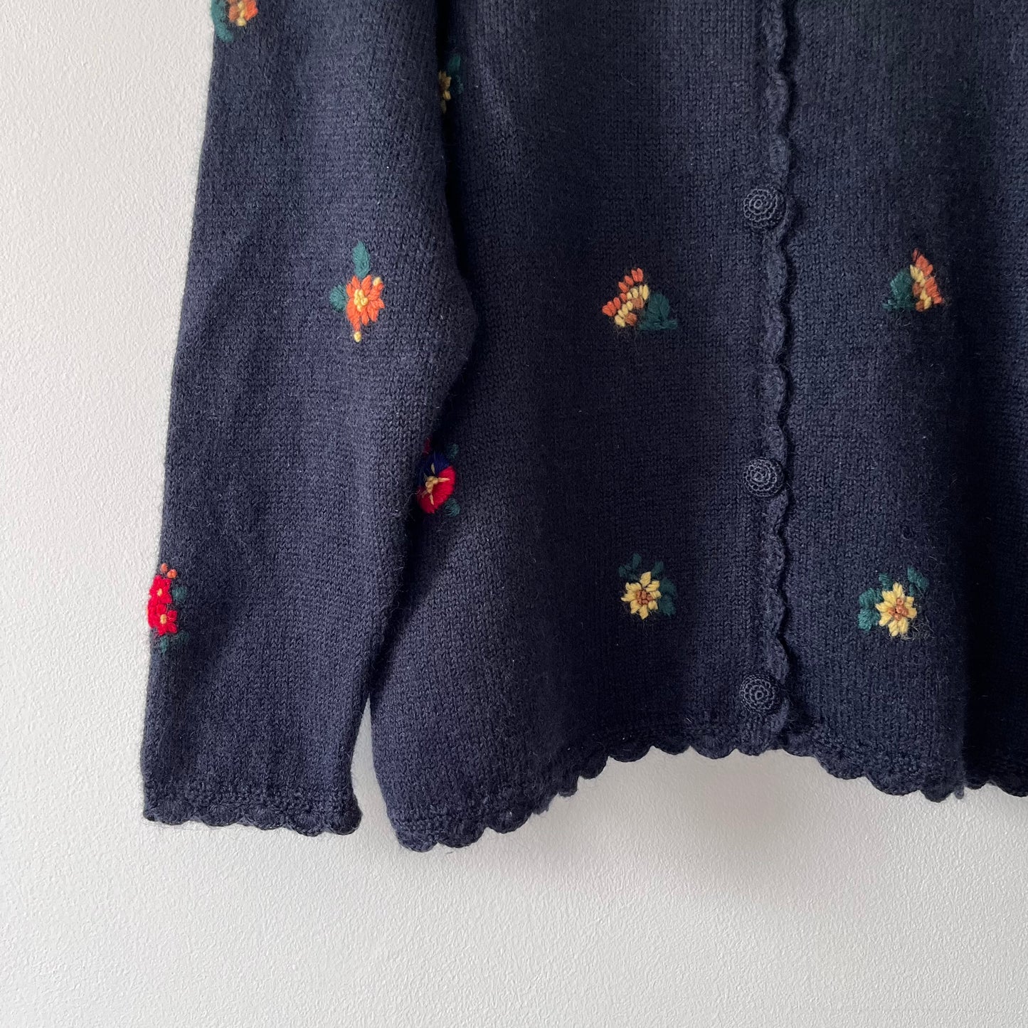 Floral embroidered wool cardigan