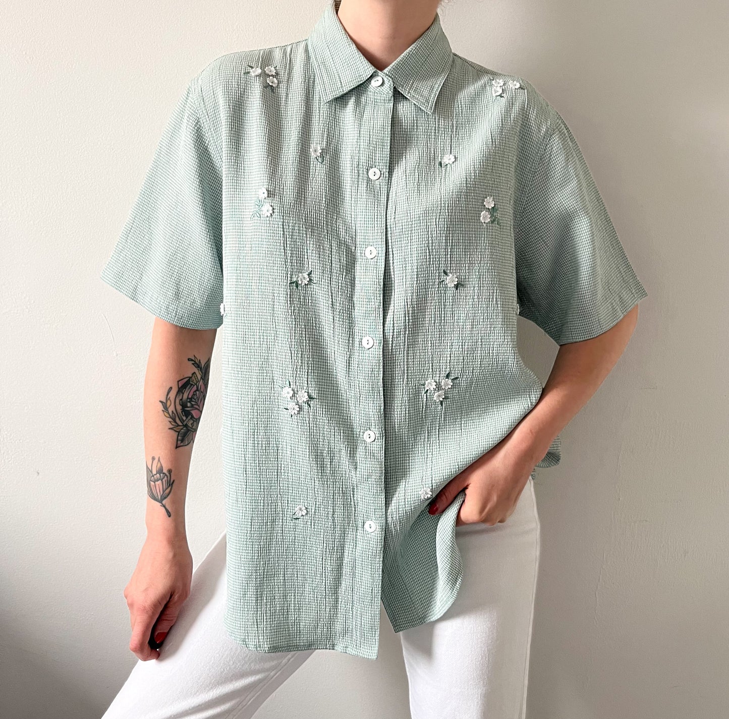 Vintage green gingham shirt