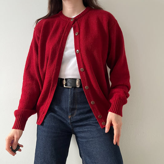 Red wool cardigan