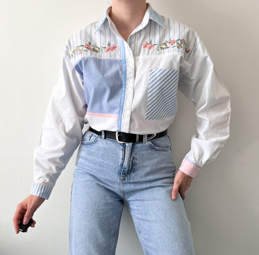 Vintage cotton shirt with embroidery