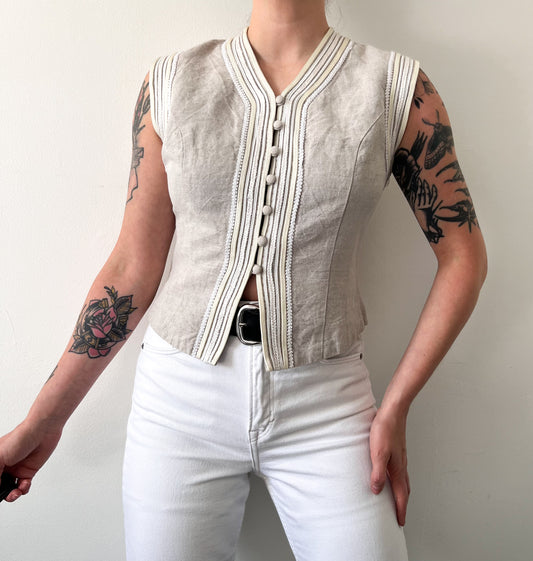 Vintage linen + cotton waistcoat