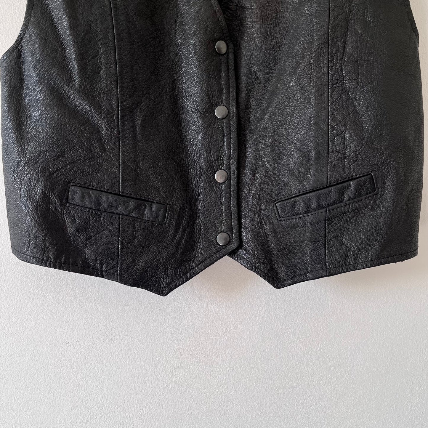 Vintage black leather waistcoat