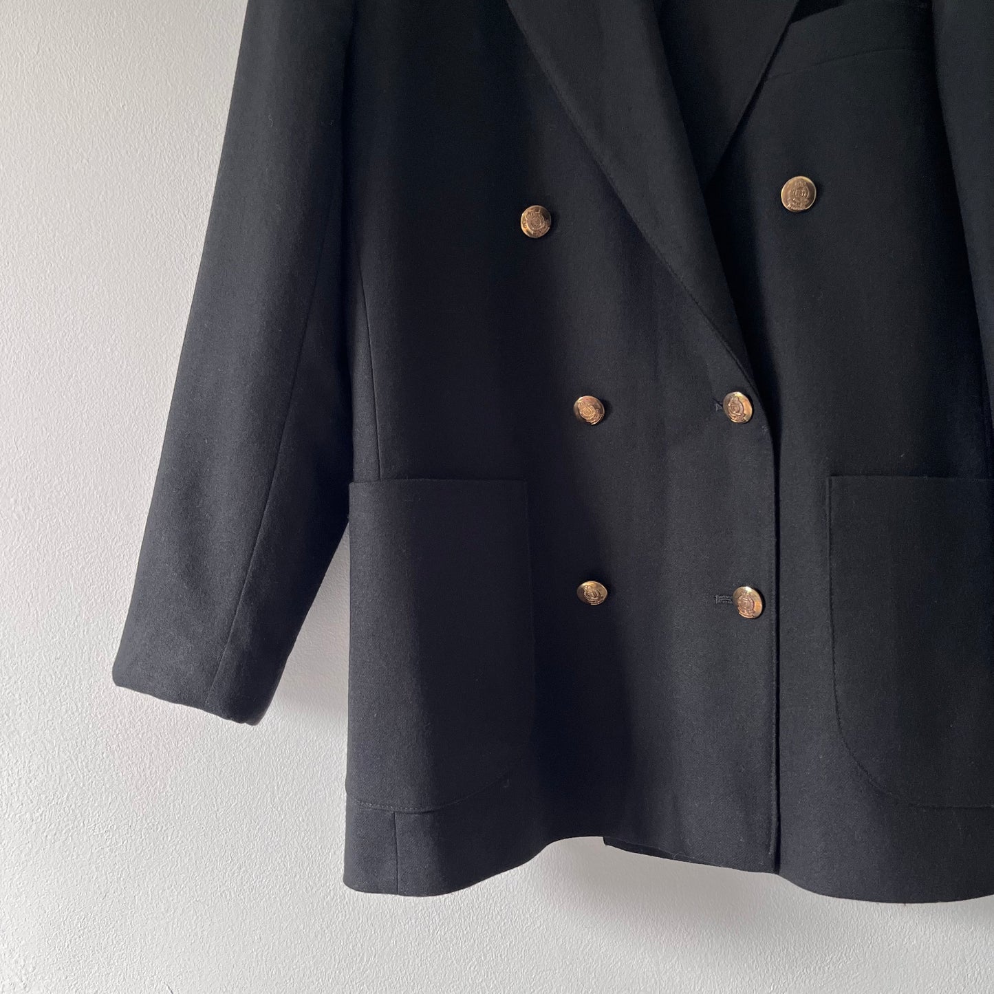 Black wool double breasted blazer