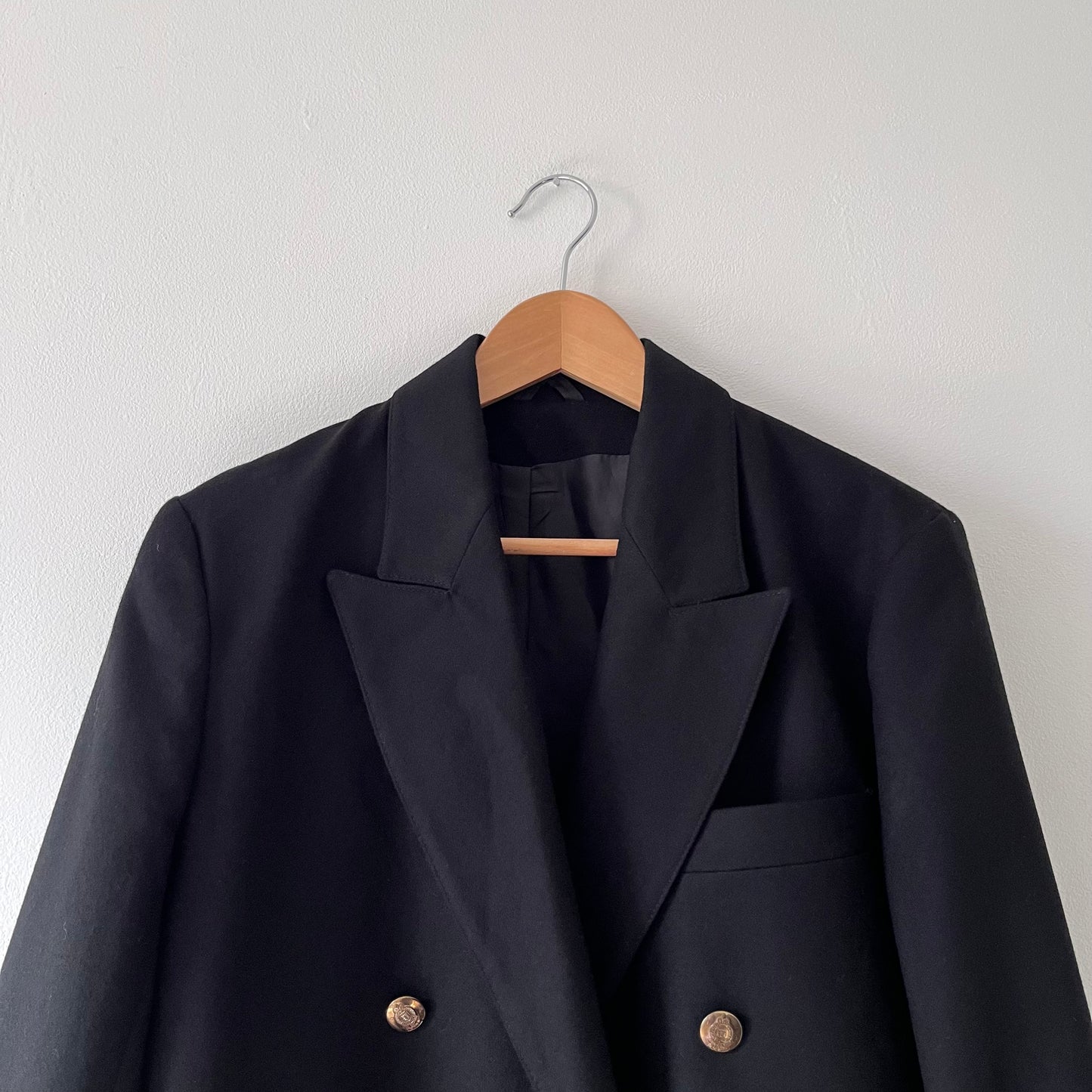 Black wool double breasted blazer