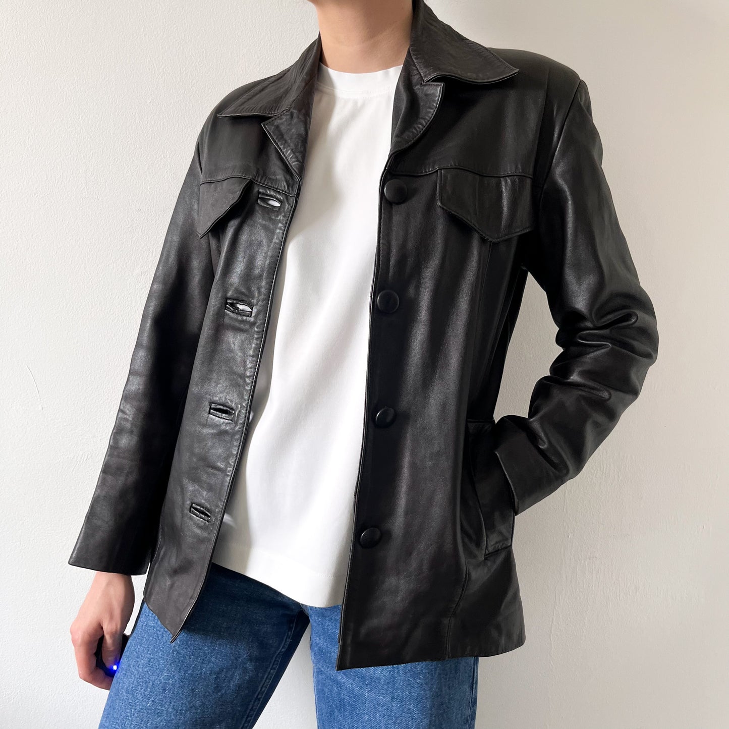 Vintage dark brown 100% leather jacket