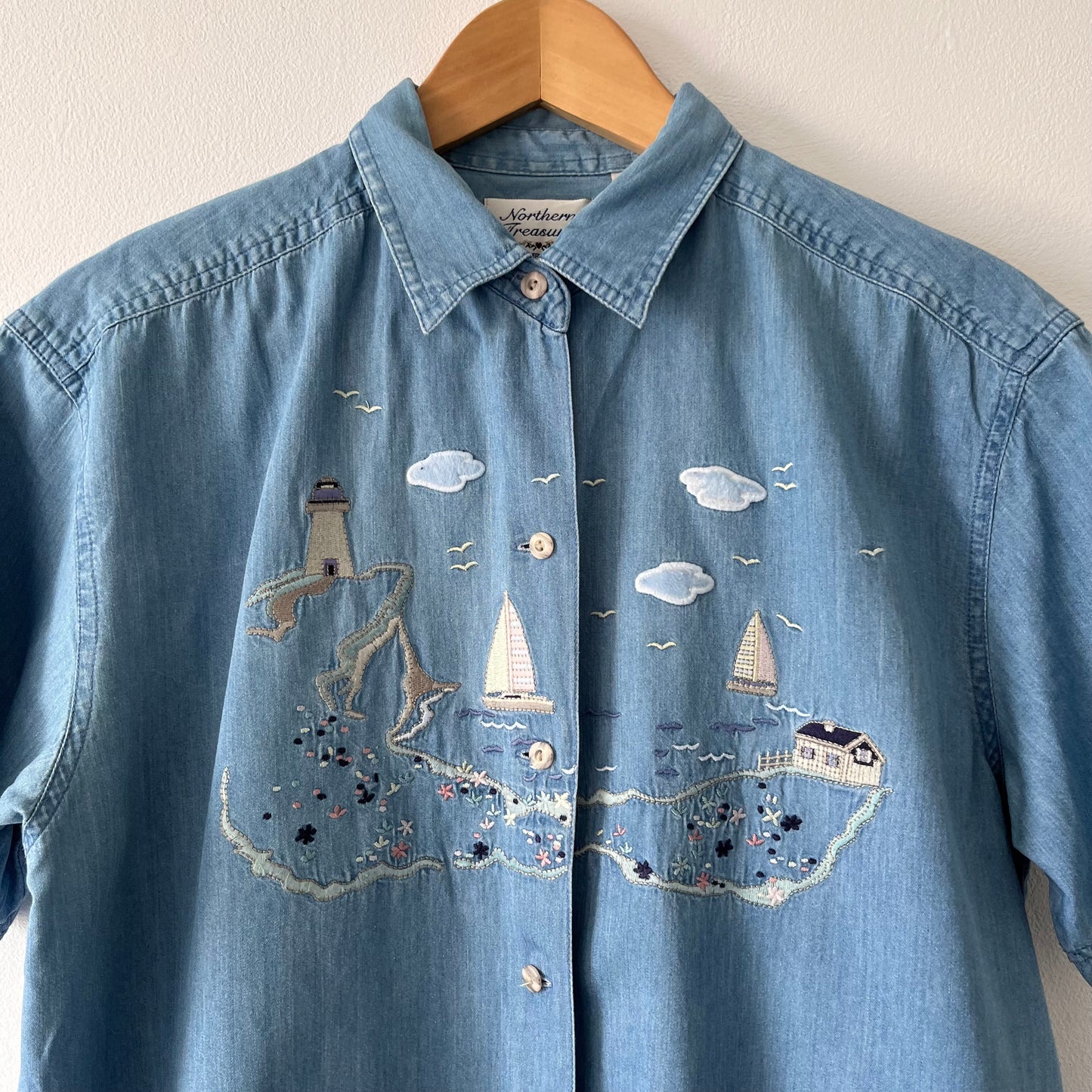 Vintage denim shirt with embroidery