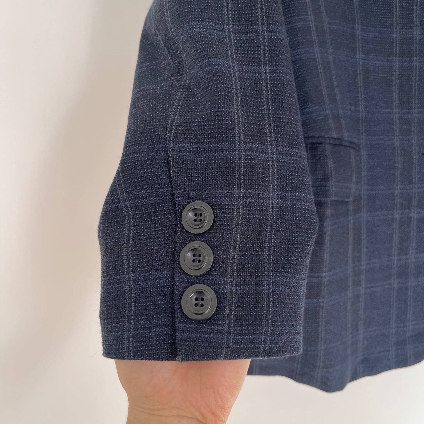 Navy wool checkered blazer