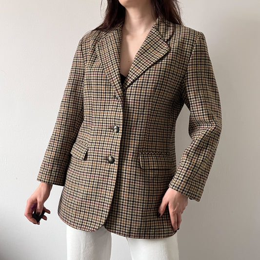 Checkered wool blazer