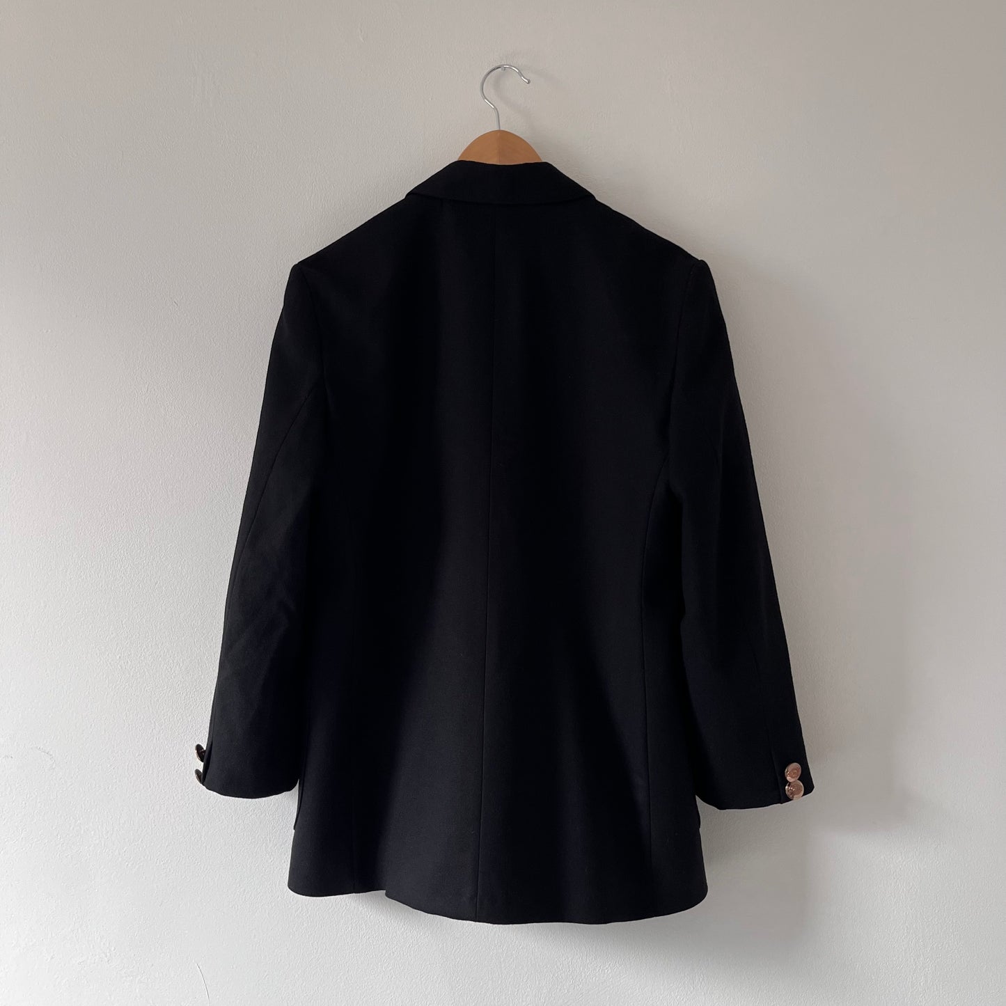 Black wool double breasted blazer