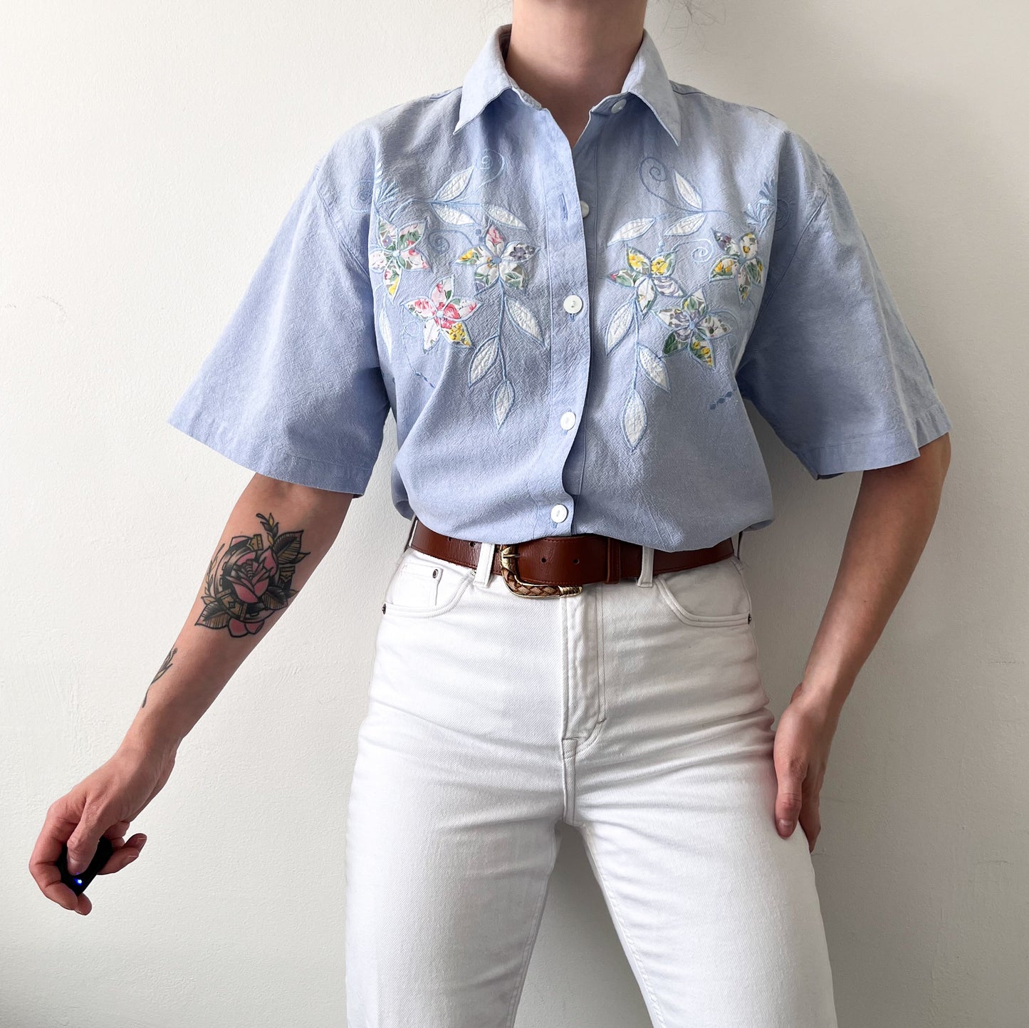 Vintage cotton shirt with embroidery