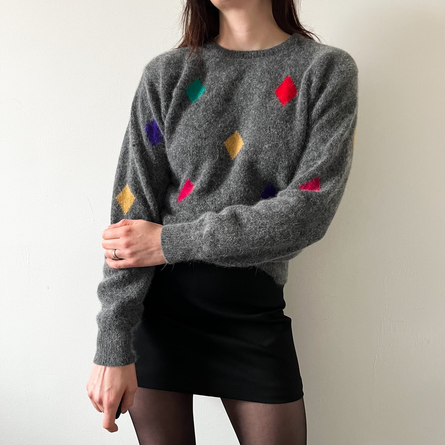 Soft grey lambswool and angora blend jumper