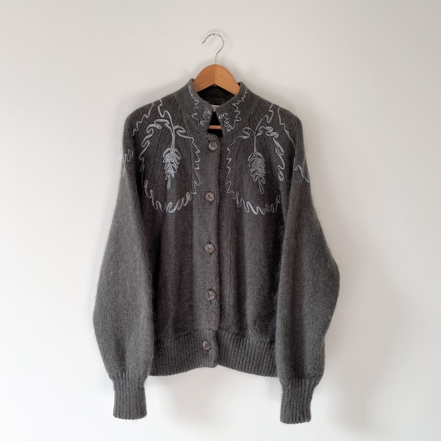 Grey mohair blend cardigan