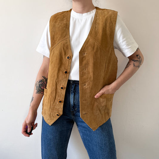 Beige leather waistcoat