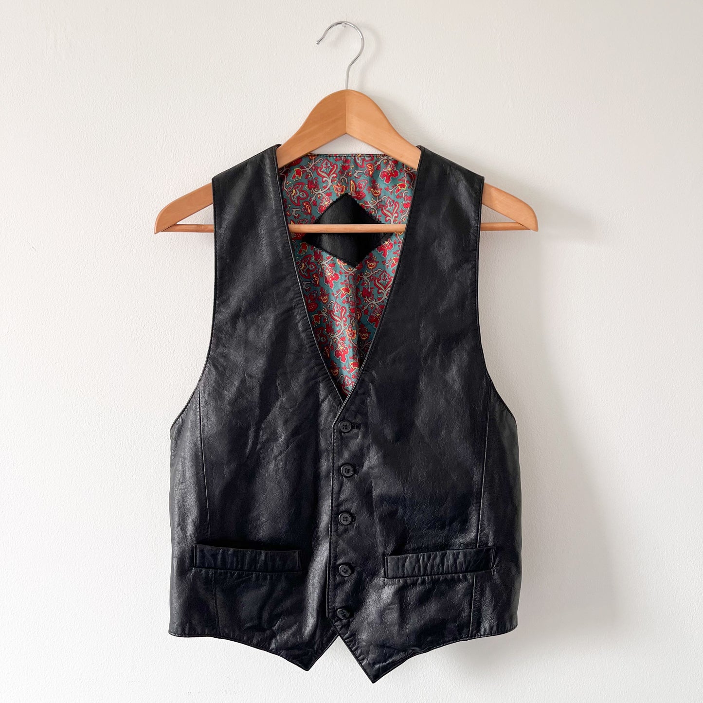 Vintage 100% leather black waistcoat