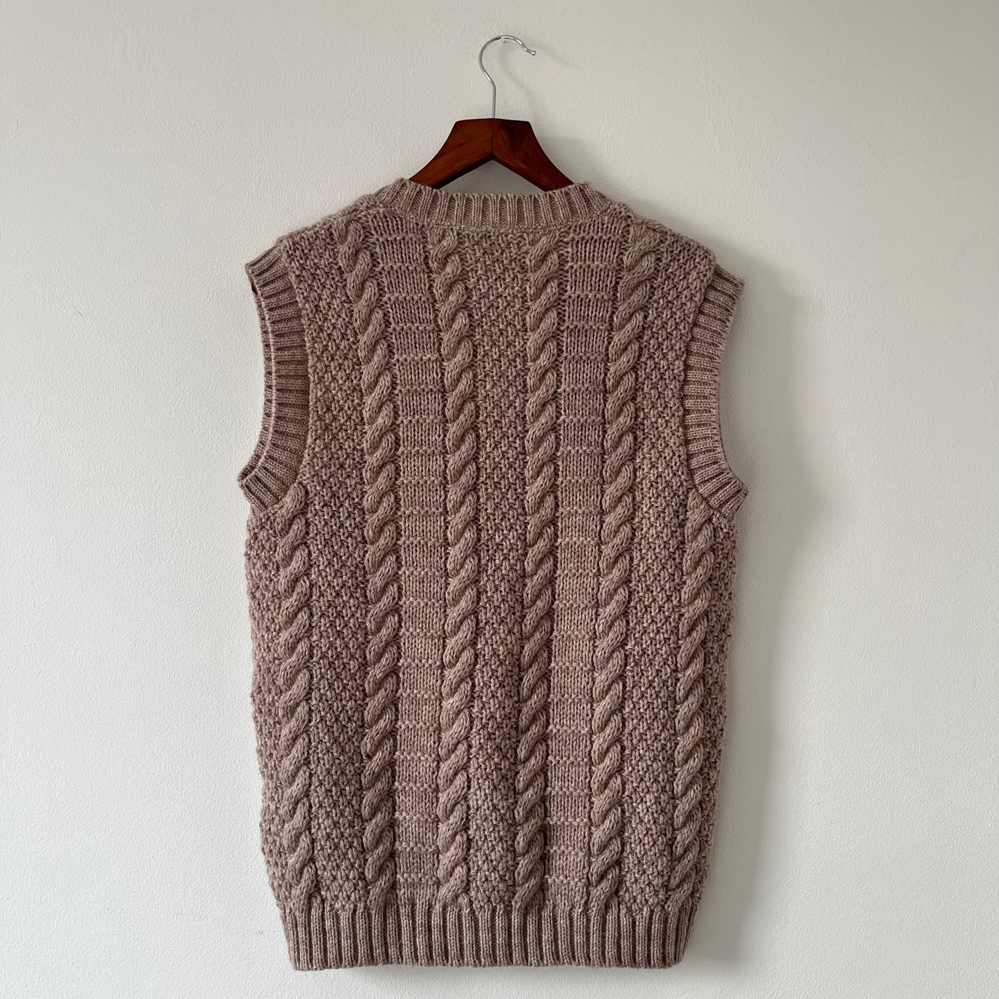 Cable knit wool vest