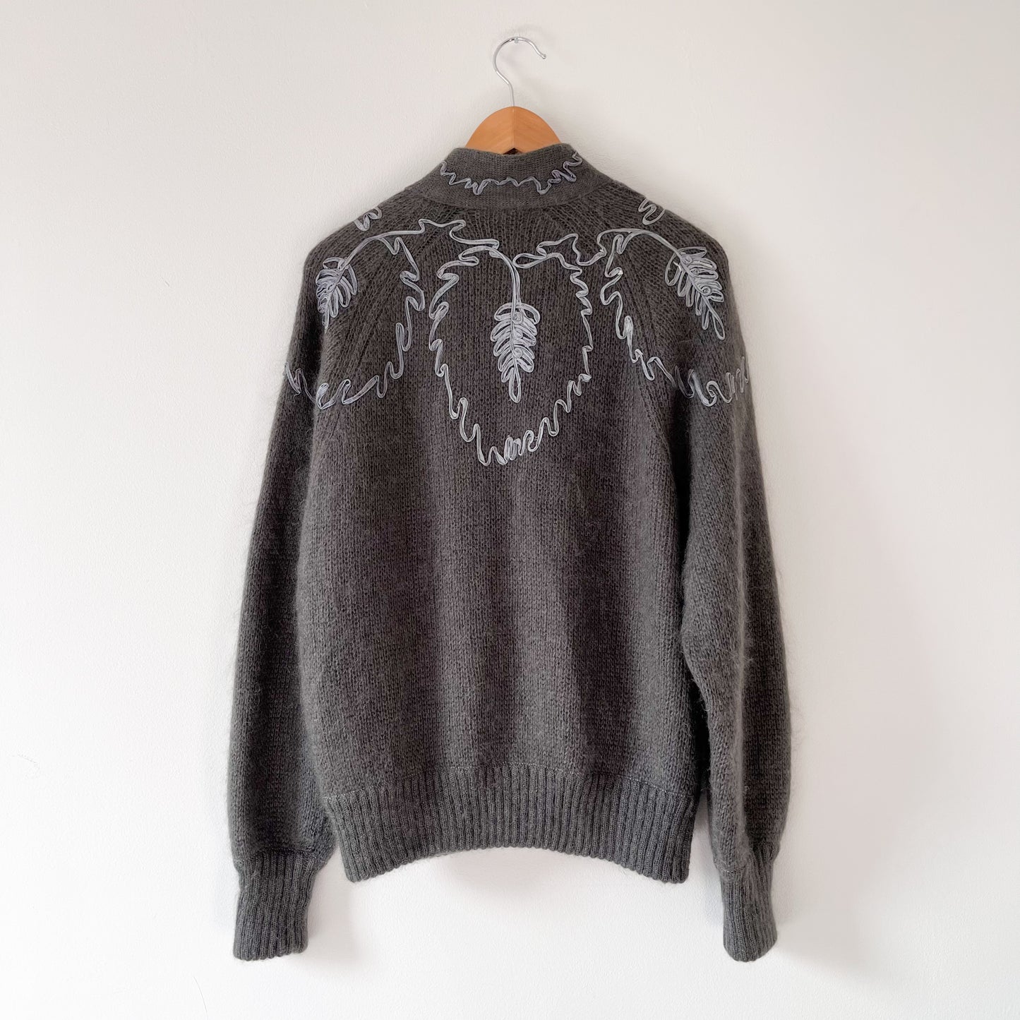 Grey mohair blend cardigan