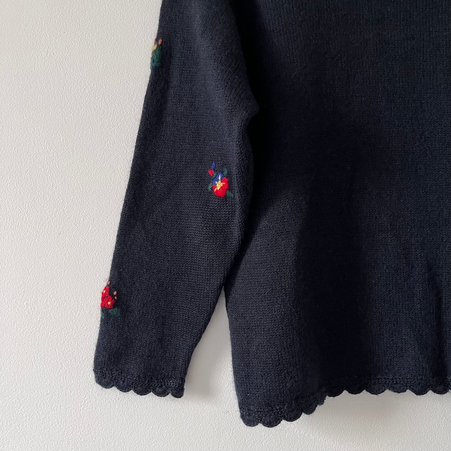 Floral embroidered wool cardigan