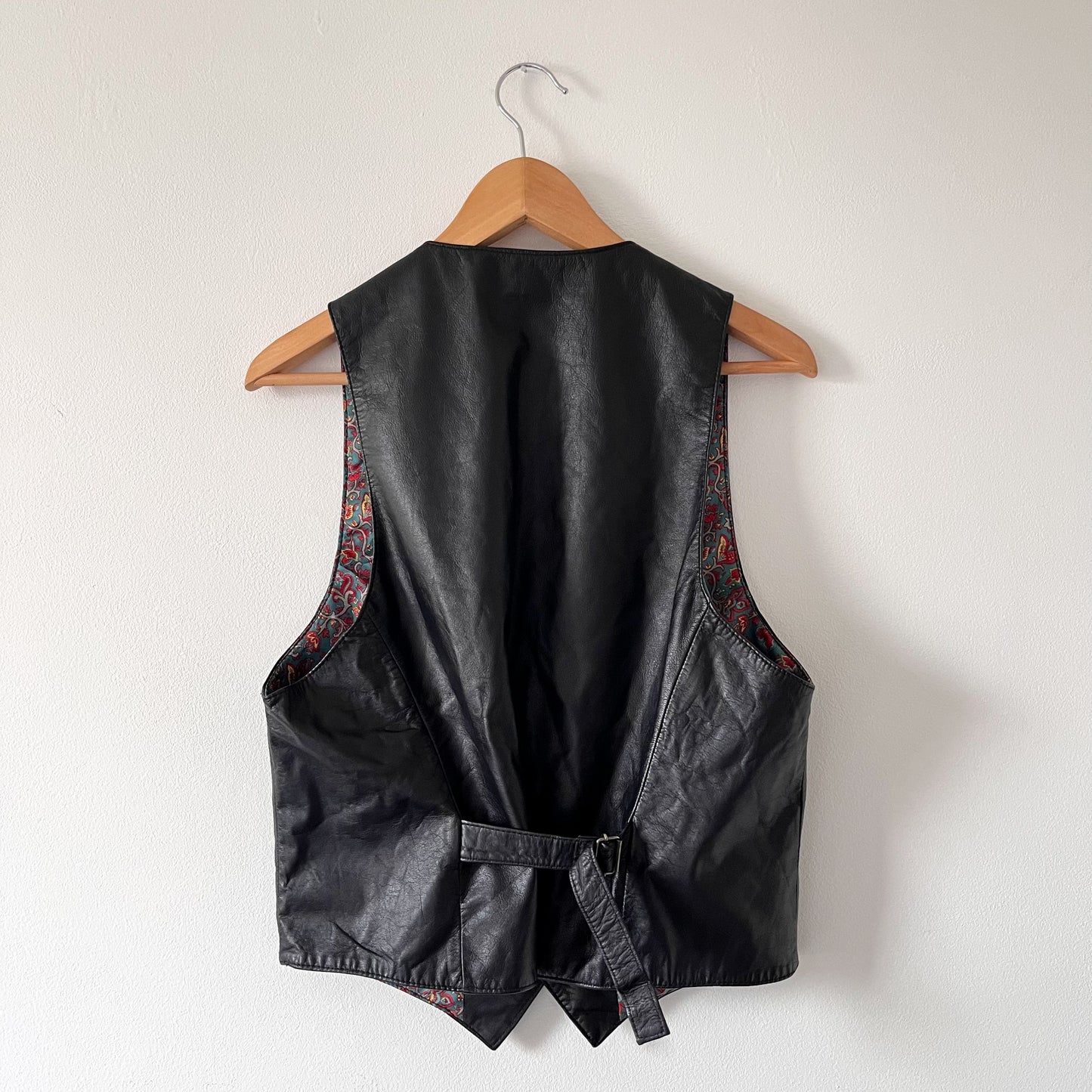 Vintage 100% leather black waistcoat