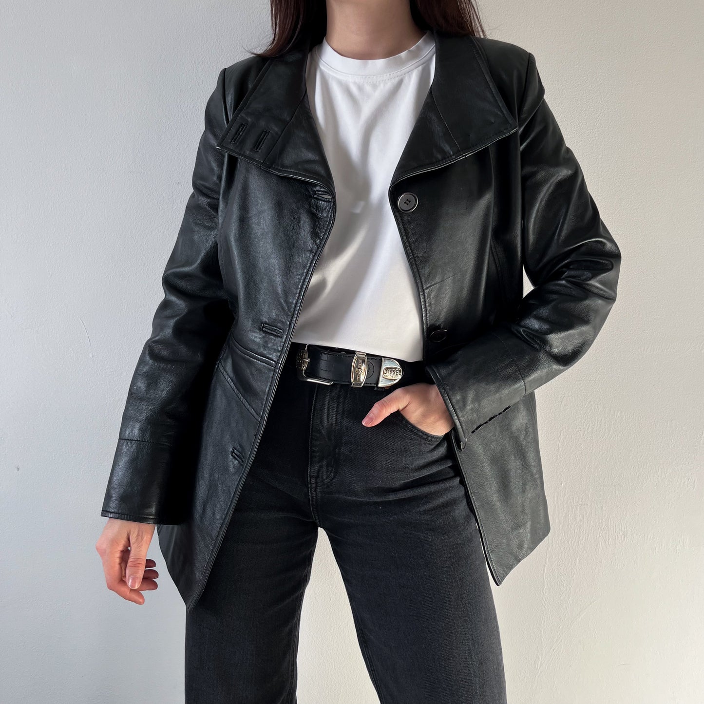 Black leather jacket