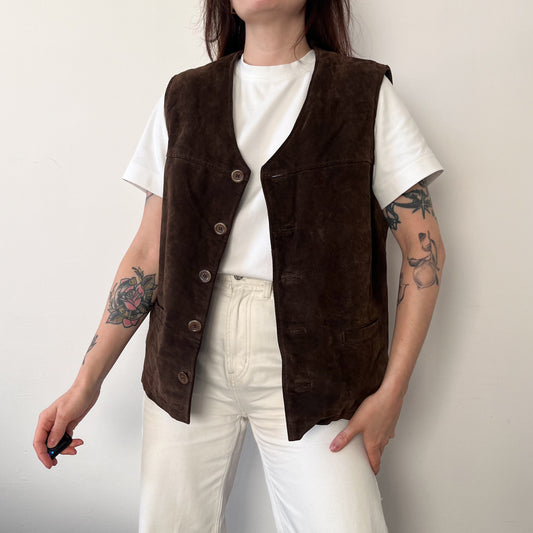 Dark brown suede waistcoat