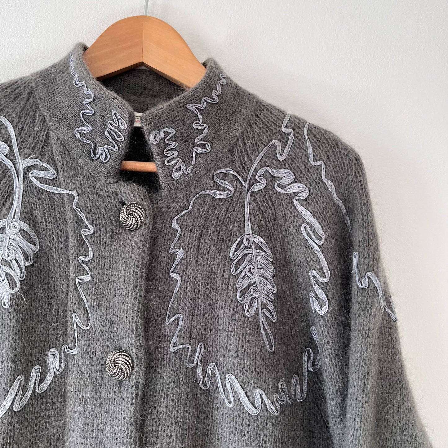 Grey mohair blend cardigan