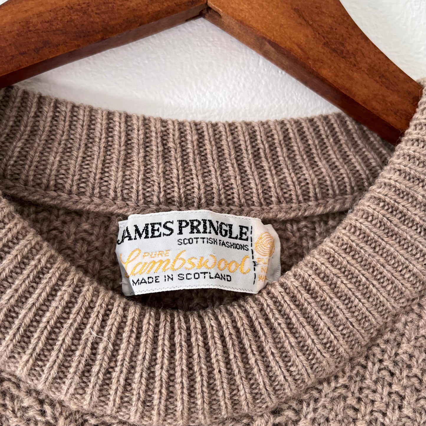 Cable knit beige wool jumper