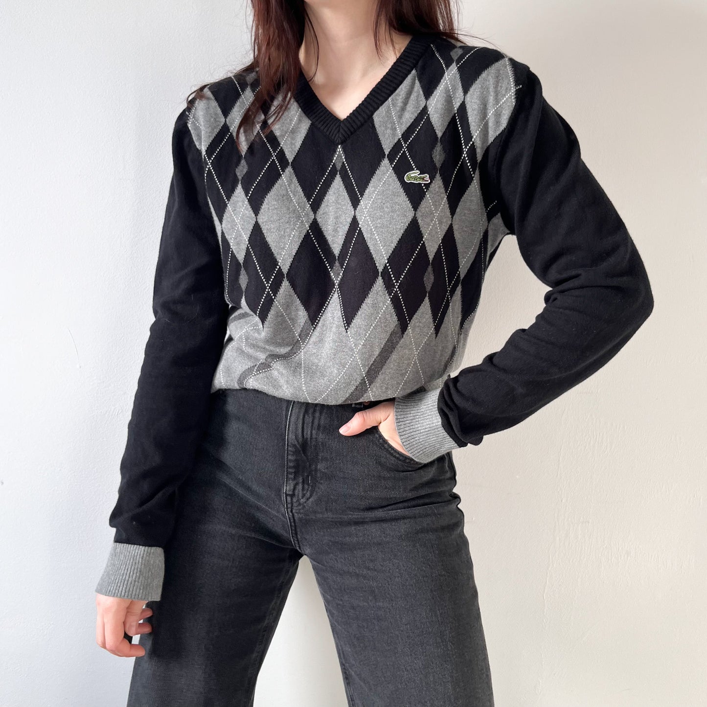 Lacoste Argyle black and grey jumper