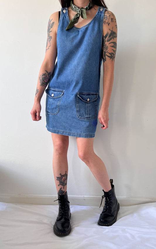 Vintage denim pinafore dress