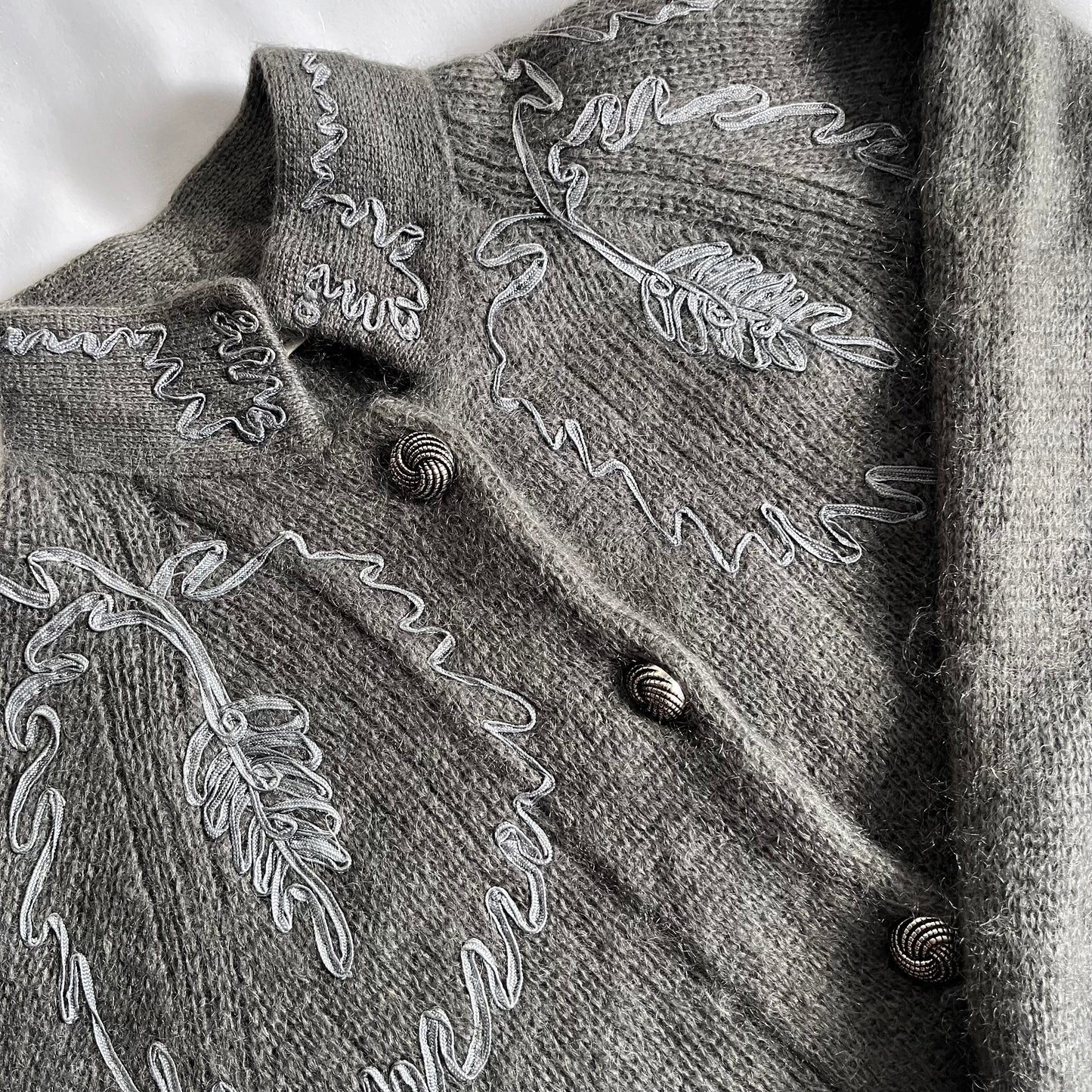 Grey mohair blend cardigan