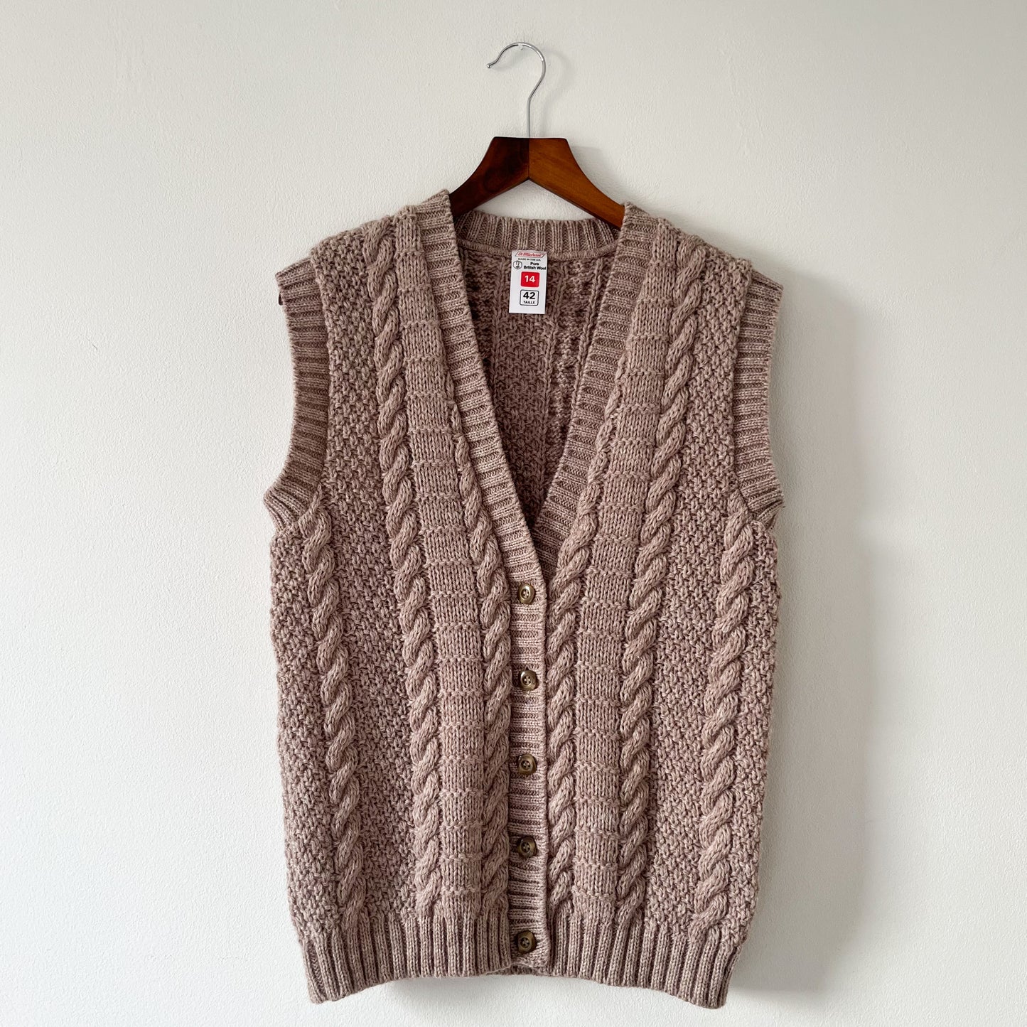 Cable knit wool vest